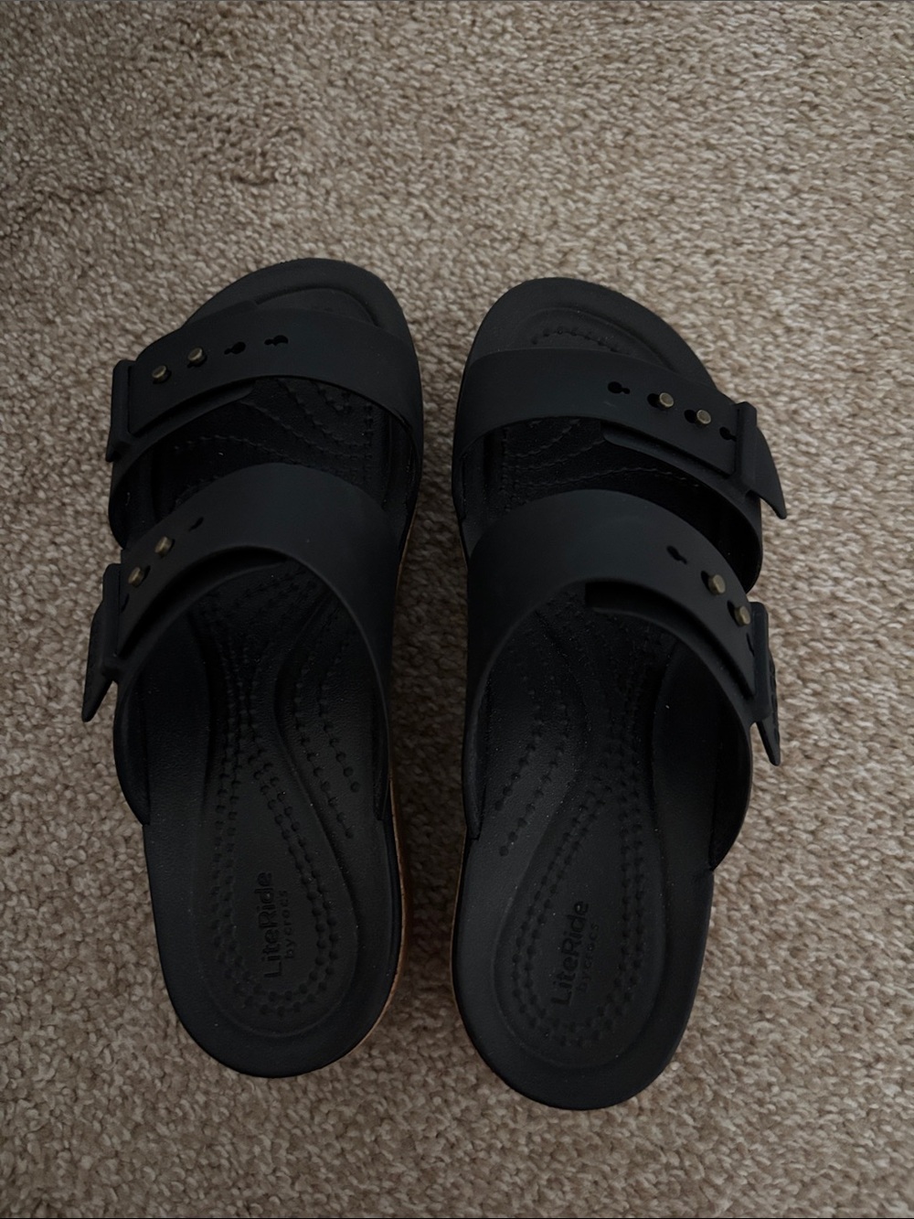 CROCS Black Double-Band Slide Sandals